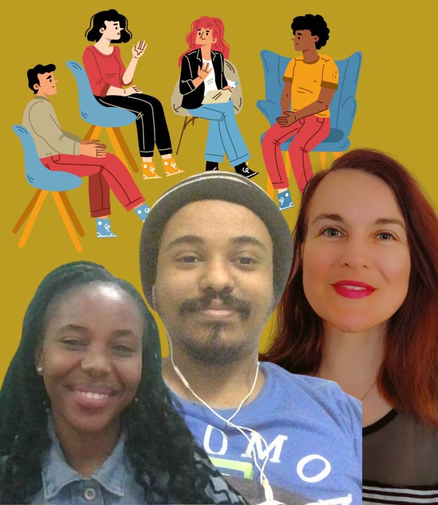 poster of two women and a man